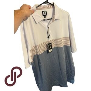 Brand New FootJoy White and Gray Polo Shirt Modern Design With Tags